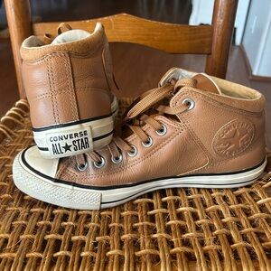 Converse Men's Brown Leather High-Top Sneakers